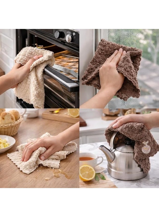 Set Of 4 Cotton Towels Premium Elegant Multipurpose Soft Absorbent Kitchen Bathroom Hand Face Dish Cleaning Cloth Home Hotel Wash Reusable Luxury Level Fabric Collection Random Colors 30x30 cm - Image 3