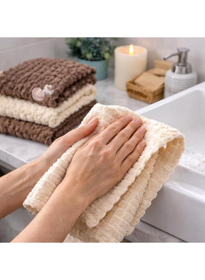 Set Of 4 Cotton Towels Premium Elegant Multipurpose Soft Absorbent Kitchen Bathroom Hand Face Dish Cleaning Cloth Home Hotel Wash Reusable Luxury Level Fabric Collection Random Colors 30x30 cm - Image 2
