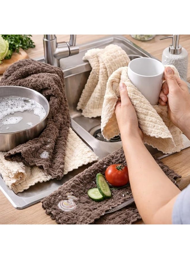 Set Of 4 Cotton Towels Premium Elegant Multipurpose Soft Absorbent Kitchen Bathroom Hand Face Dish Cleaning Cloth Home Hotel Wash Reusable Luxury Level Fabric Collection Random Colors 30x30 cm - Image 4