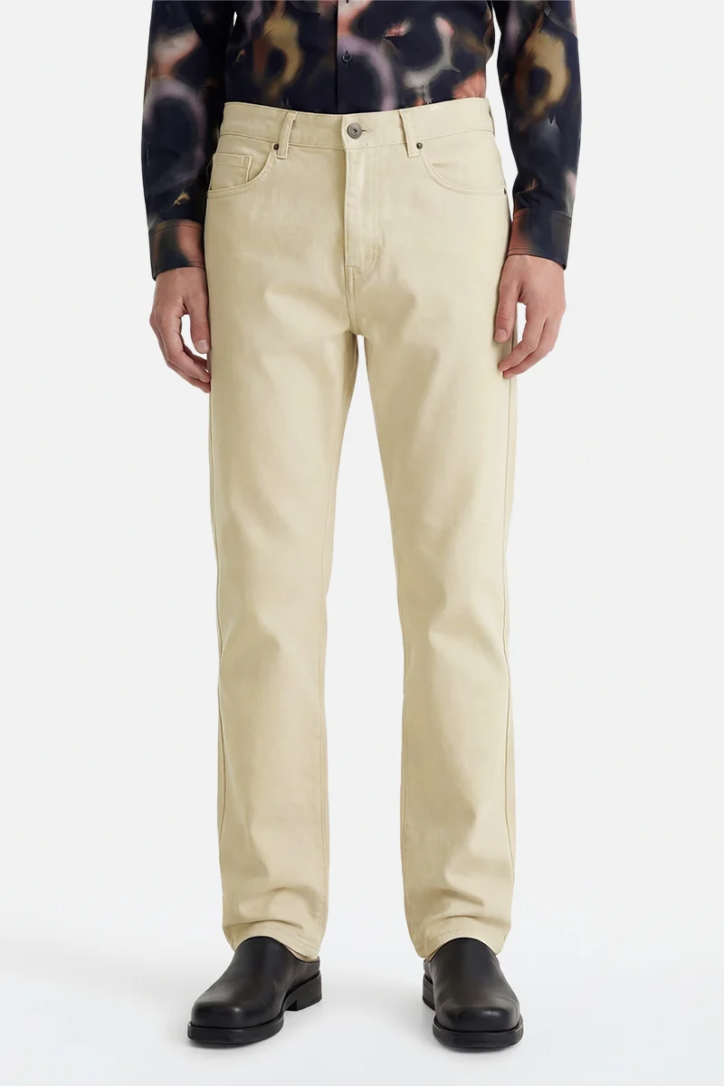 SNITCH Beige Beige Solid Regular Fit Casual Trousers for Men | Best Price UAE