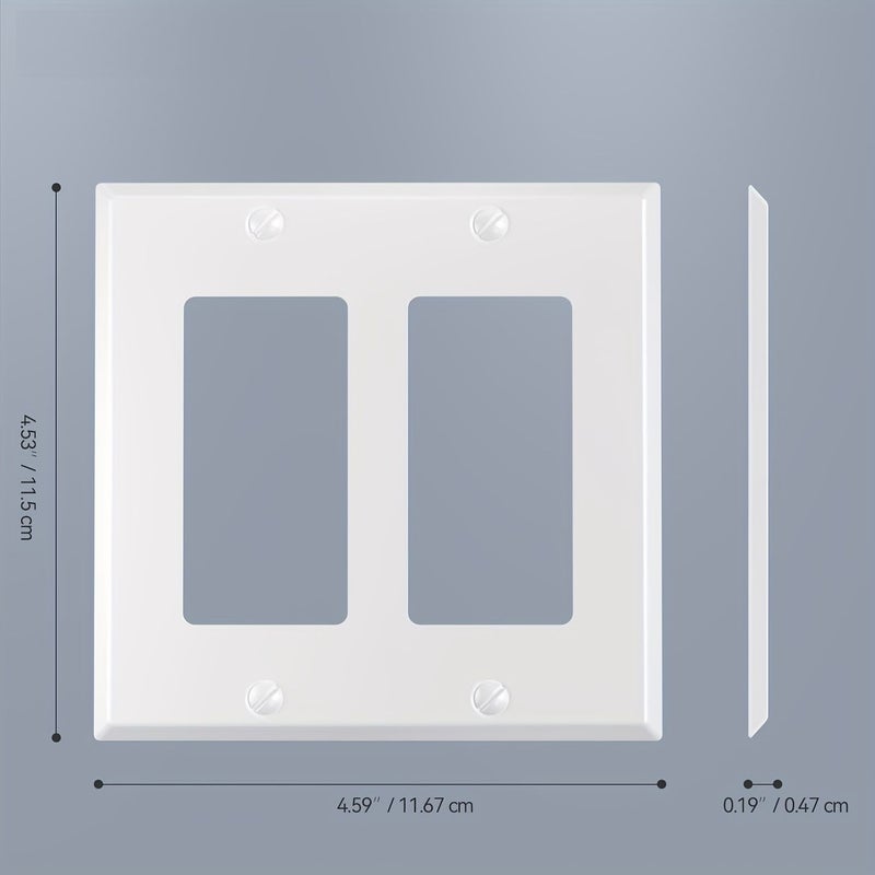 White 2Pcs 2 Gang Decorative Wall Plate Standard Thermoplastic Outlet Cover Switch - Image 3
