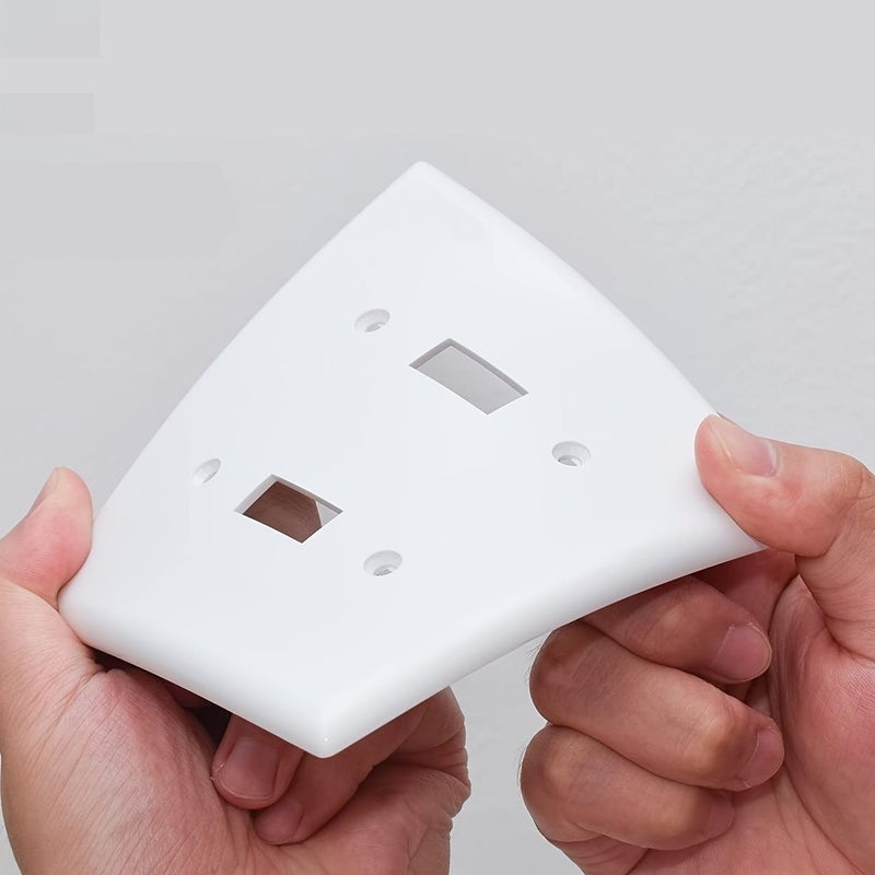 White 2Pcs 2 Gang Decorative Wall Plate Standard Thermoplastic Outlet Cover Switch - Image 2