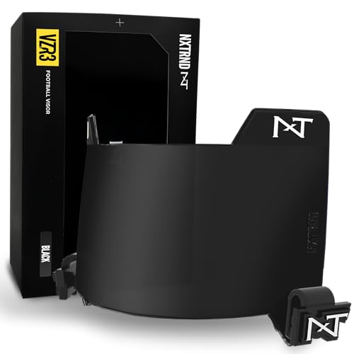 NXT NXTRND Nxtrnd VZR3 Football Visor, Curved Lens Technology, Fits Adult & Youth Football Helmets (Black) - Image 1