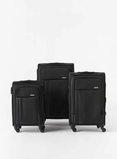 Wave Solid Softcase Luggage Trolley Bag with Retractable Handle - Set of 3