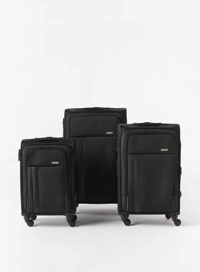 Wave Solid Softcase Luggage Trolley Bag with Retractable Handle - Set of 3