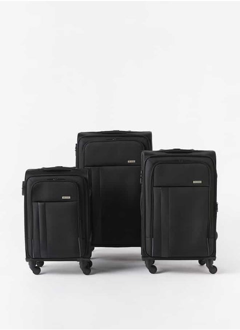 Solid Softcase Luggage Trolley Bag with Retractable Handle - Set of 3