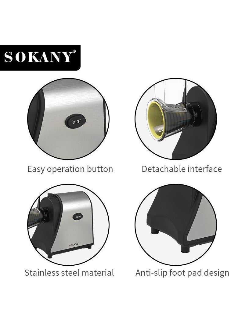 sokany - Electric Cheese Grater, 1000W Electric Slicer Chopper, Multi Grater, Fruit Cutter, Vegetable Slicer, Shredder, Food Processor with 5 Blades Set, SK-1178 (Black) - Image 1