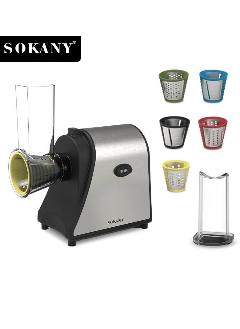 sokany - Electric Cheese Grater, 1000W Electric Slicer Chopper, Multi Grater, Fruit Cutter, Vegetable Slicer, Shredder, Food Processor with 5 Blades Set, SK-1178 (Black) - Image 1