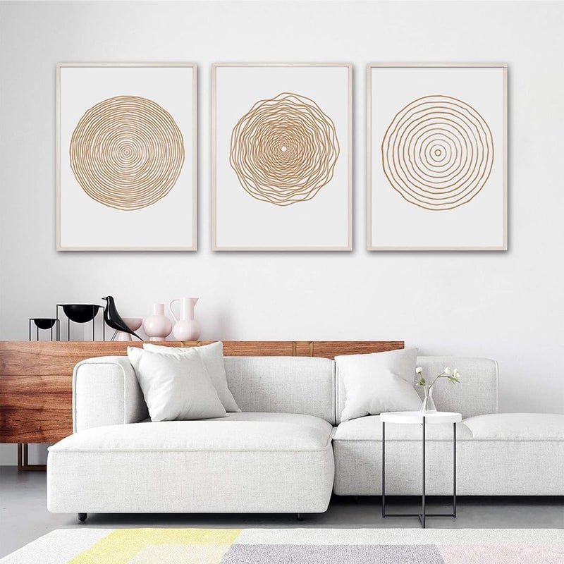 Ecyanlv Boho Canvas Prints - Midcentury Modern Wall Art- Abstract Geometric Canvas Wall Art Set - Scandinavian Wall Art Painting for Living Room Bedroom Decor No Framed - Image 2