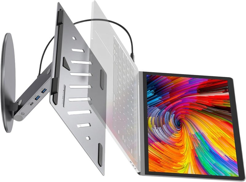 حامل كمبيوتر مريح قابل للتعديل يتميز بشاحن USB-C متعدد المنافذ لنقل البيانات السريع، حامل كمبيوتر محمول مع شاحن تمديد - Image 1