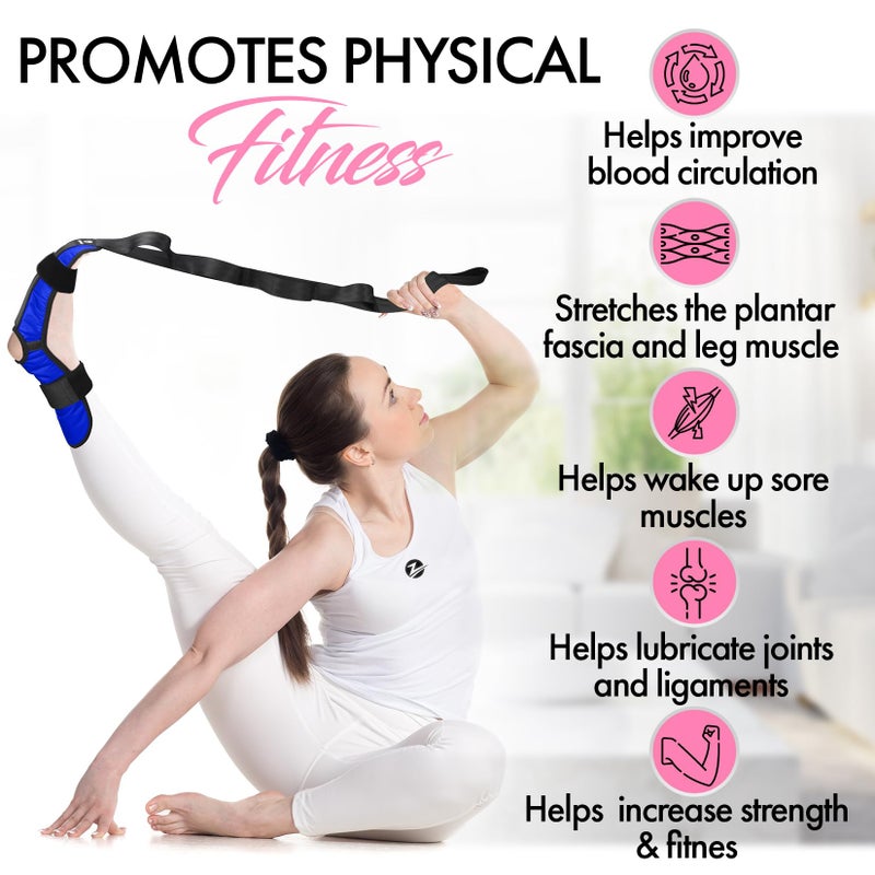 Zenmarkt Stretch Strap with Loops for Foot and Calf - Ideal for Physical Therapy, Achilles Tendonitis Relief, and Plantar Fasciitis - Perfect for Yoga, Gymnastics, and Flexibility Training (Blue) - Image 3