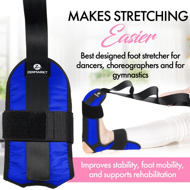 Zenmarkt Stretch Strap with Loops for Foot and Calf - Ideal for Physical Therapy, Achilles Tendonitis Relief, and Plantar Fasciitis - Perfect for Yoga, Gymnastics, and Flexibility Training (Blue) - Image 5