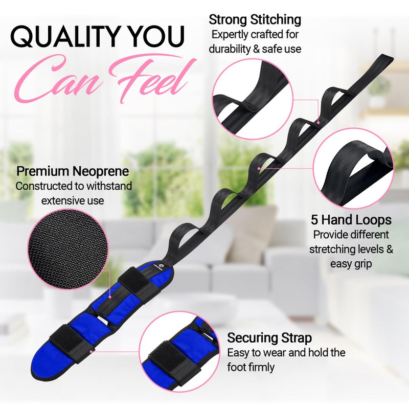 Zenmarkt Stretch Strap with Loops for Foot and Calf - Ideal for Physical Therapy, Achilles Tendonitis Relief, and Plantar Fasciitis - Perfect for Yoga, Gymnastics, and Flexibility Training (Blue) - Image 2