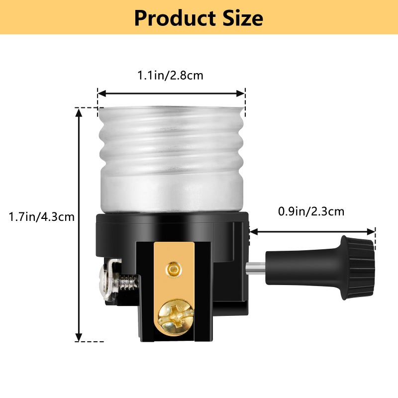 Baocuz UL Listed E26 Light Socket ï¼ŒBaocuz Lamp Socket Replacement with ON/Off Switch Knobï¼ŒLamp Parts Repair Parts for Table Lamp, Floor Lamp ï¼ˆ2 Packï¼‰ - Image 2