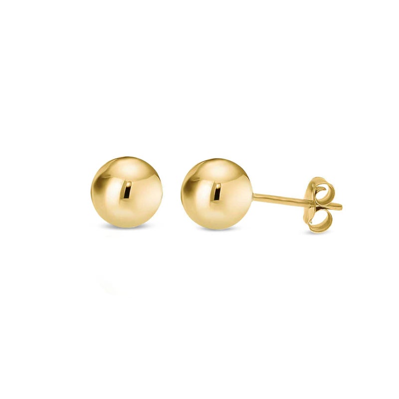 Kezef 14K Gold Filled Stud Earrings for Women - Real Filled Gold Earrings, Solid Gold Filled Ball Studs, Hypoallergenic Round Ear rings - 8mm - Image 1