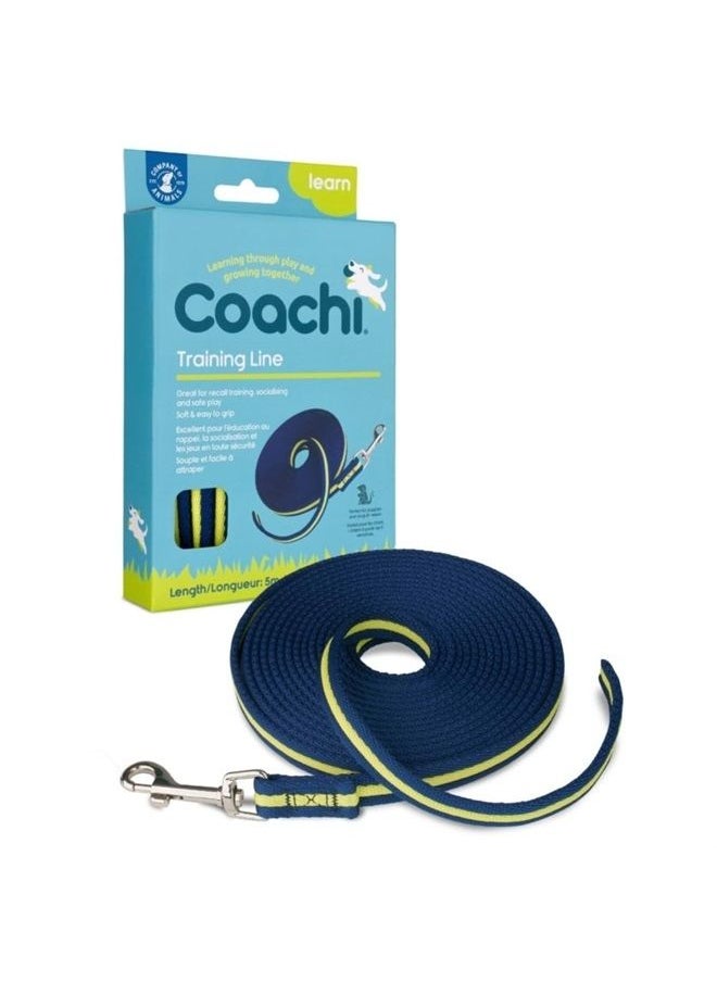 The Company of Animals Company of Animals Coachi Training Line 5m, Safe Training Outdoors, Recall Training, Dog & Puppy Socialisation, Lightweight, Soft to Hold, Suitable for Small & Medium Dogs & Puppies,Navy and Lime  - Image 1