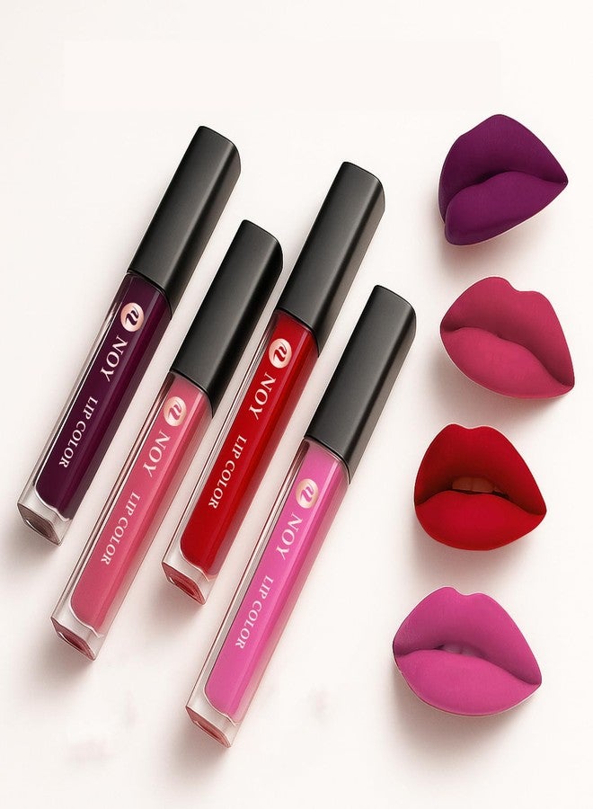 NOY Lipstick for Brown Skin True Matte High Pigment Natural Wear Waterproof Lipstick Pack of 4 - Image 1