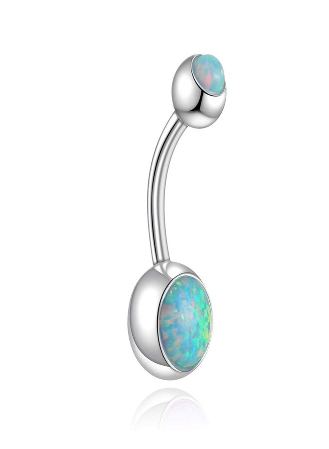 Lantine Real Opal Belly Rings Surgical Steel Belly Button Rings Opal 14G Double Jeweled Opal Navel Rings - Image 3