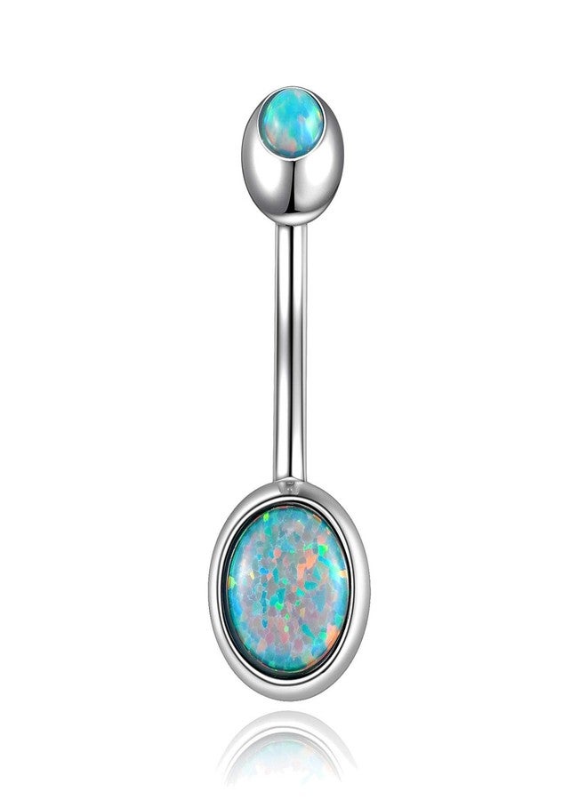 Lantine Real Opal Belly Rings Surgical Steel Belly Button Rings Opal 14G Double Jeweled Opal Navel Rings - Image 1