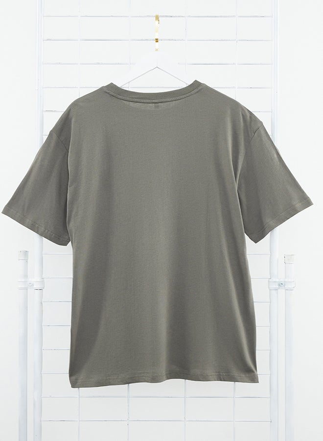Anthracite Relaxed/Comfortable Cut More Sustainable Text Embroidered 100% Organic Cotton T-shirt