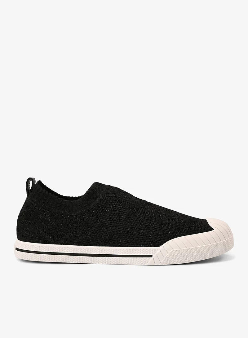Black Textured Knitted Sneakers