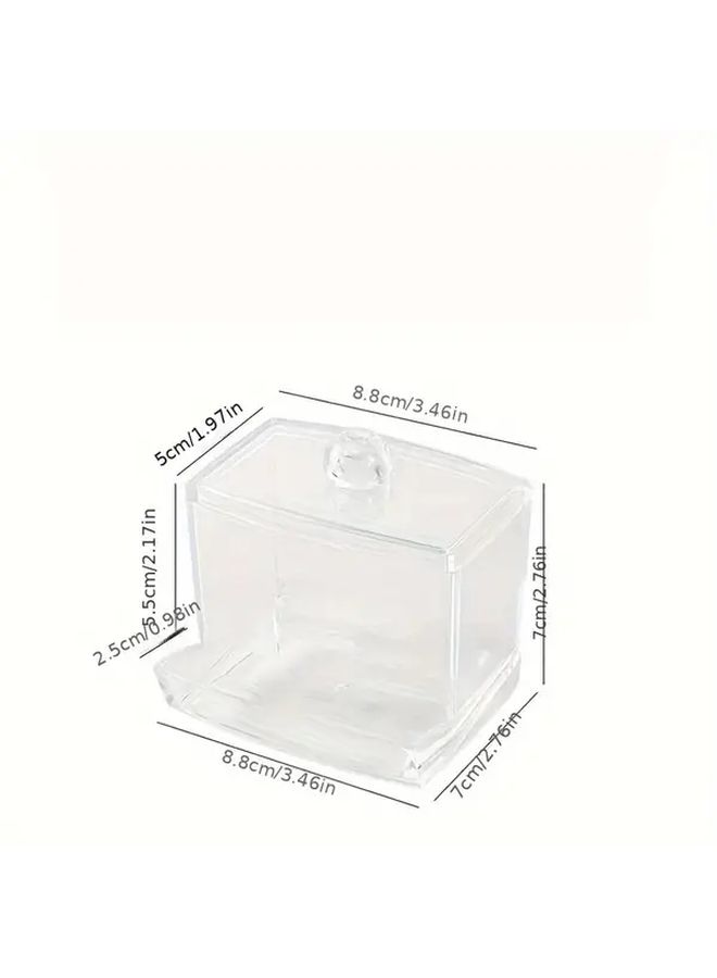 Acrylic Swab Storage Box With Lid Portable Cosmetic Organizer For Makeup Remover Pads - Image 3
