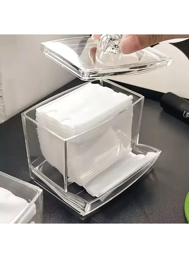Acrylic Swab Storage Box With Lid Portable Cosmetic Organizer For Makeup Remover Pads - Image 5