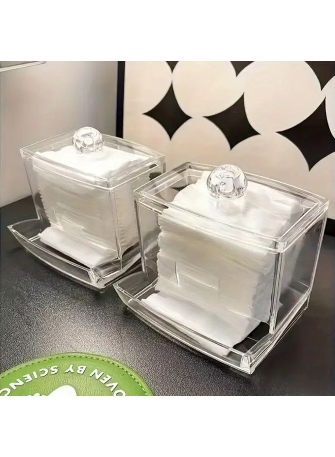 Acrylic Swab Storage Box With Lid Portable Cosmetic Organizer For Makeup Remover Pads - Image 4