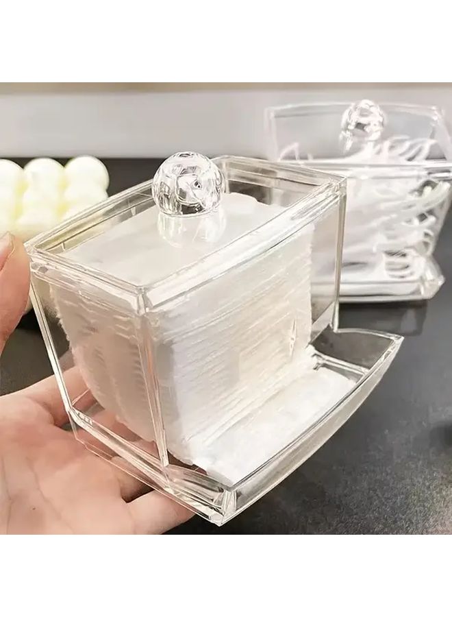 Acrylic Swab Storage Box With Lid Portable Cosmetic Organizer For Makeup Remover Pads - Image 2