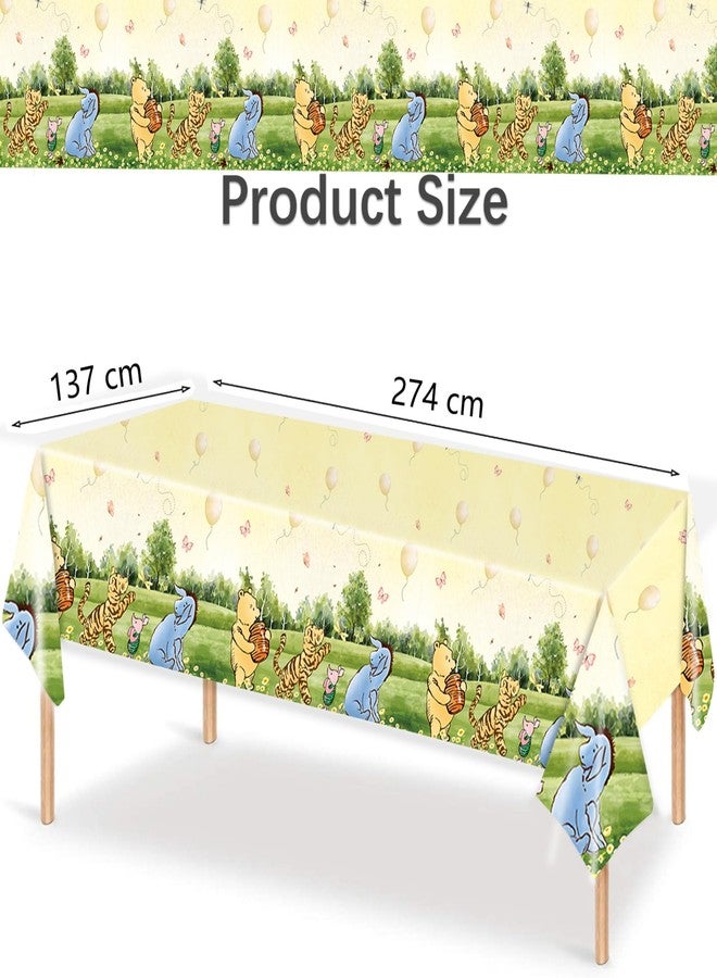 32 SPIRITS 3PCS Classic Winnie Baby Shower Table Cloth Neutral Pooh Party Tablecloth for Girl Boy Disposable Plastic Table Cover First Birthday Gender Reveal Supplies（54x108in） - Image 2