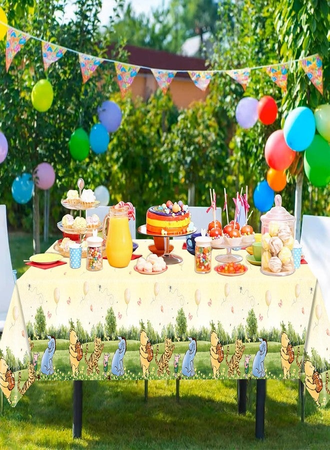 32 SPIRITS 3PCS Classic Winnie Baby Shower Table Cloth Neutral Pooh Party Tablecloth for Girl Boy Disposable Plastic Table Cover First Birthday Gender Reveal Supplies（54x108in） - Image 4