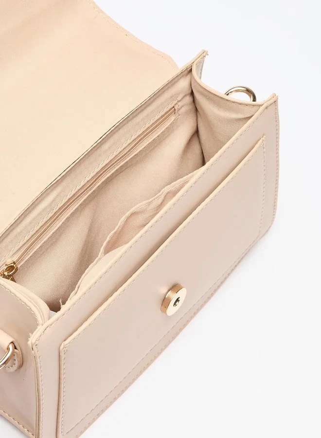 Flora Bella By Shoexpress Solid Satchel Bag with Adjustable Strap and Magnetic Closure