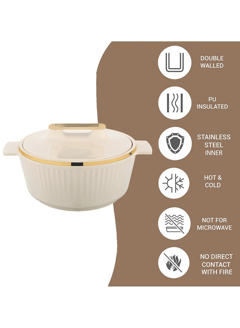 Asian Fancy Casserole Stainless Steel Insulated Hotpot 1500ML - Beige  - Image 2