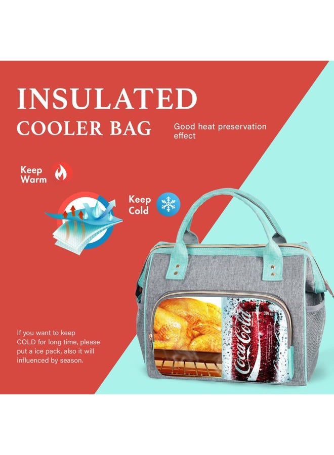 IDEATECH Insulated Lunch Bag Women, Leakproof Large Lunch Box, Reusable Lunch Cooler Bag with Adjustable Strap, Lunch Tote Bag for Work Women, Teal Lunch Tote Bags Gifts for Women, Mom (Green) - Image 4
