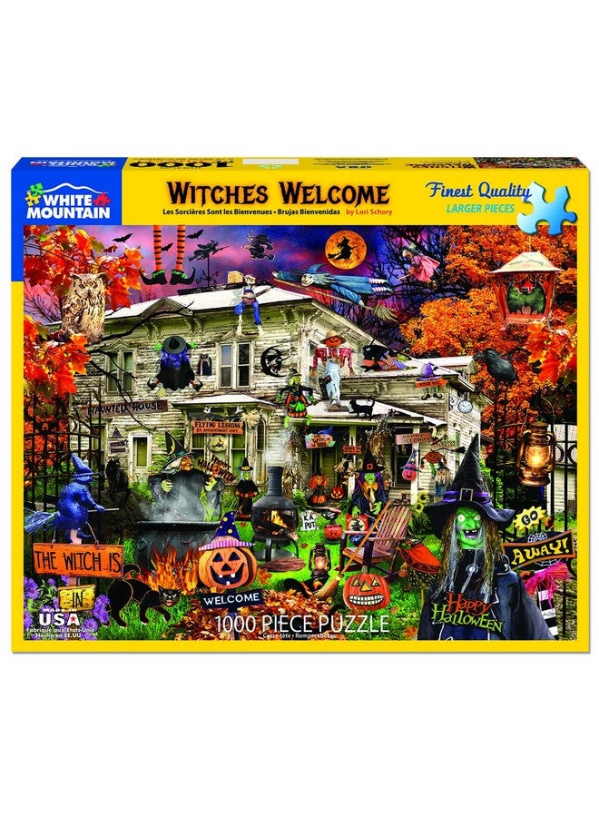 White Mountain Witches Welcome Halloween Puzzles 1000 Pieces Haunted House Jigsaw Puzzle for Fall and Autumn - Image 2
