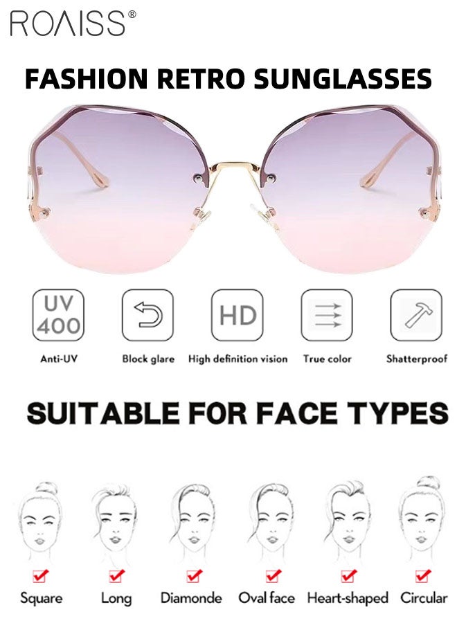 roaiss 2 Pcs Polygon Sunglasses for Women, UV400 Protection Sun Glasses, Fashion Decorative Eyewear for Outdoor Party Street Photography, 59mm - Image 4