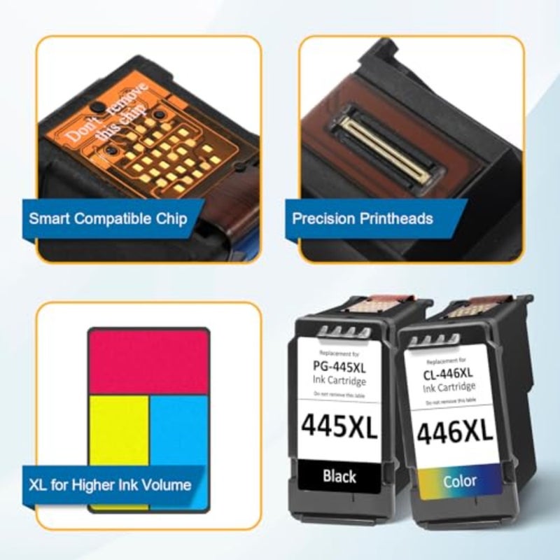خرطوشة حبر 445 446 لطابعات Canon PG-445XL وCL-446XL وPg445 وCl446 لطابعات Ip2840 Mg2440 Mg2540 Mg2940 - Image 4