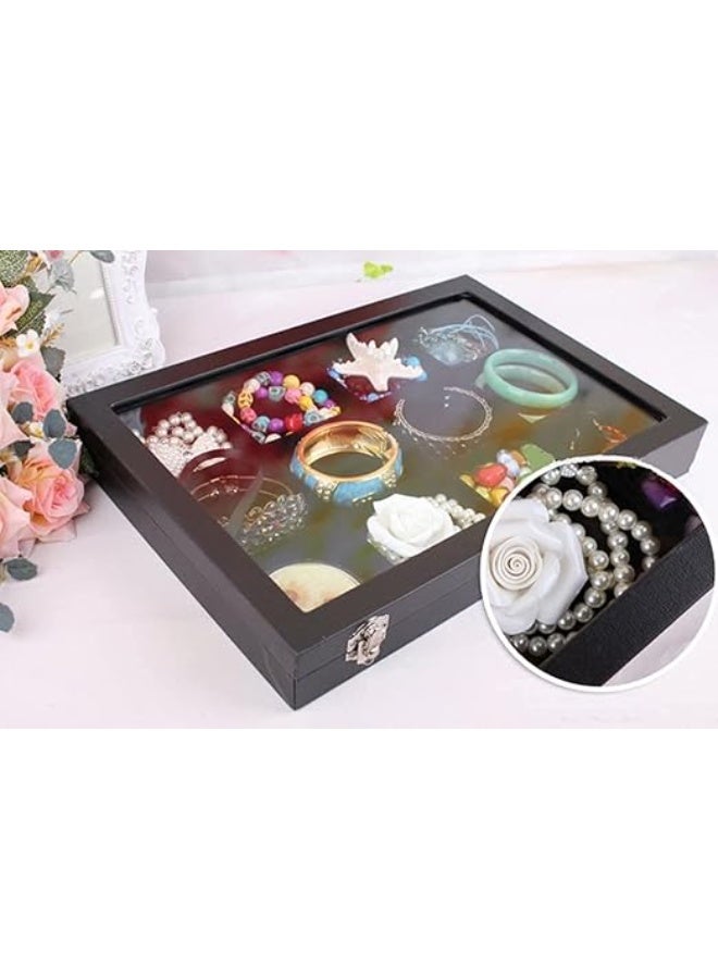Padom Removable Jewelry Tray Showcase Display Stackable for Earrings Brooch Buttons Rings, necklace Black Velvet (12 Grids) - Image 4