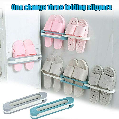 SHOPECOM 3-in-1 Wall-Mounted Slippers Shoe Storage Organizer Shoes Rack Hanger Foldable Towel Racks Holder Shoes Organizer Home Supplies (Multicolor) - Image 4