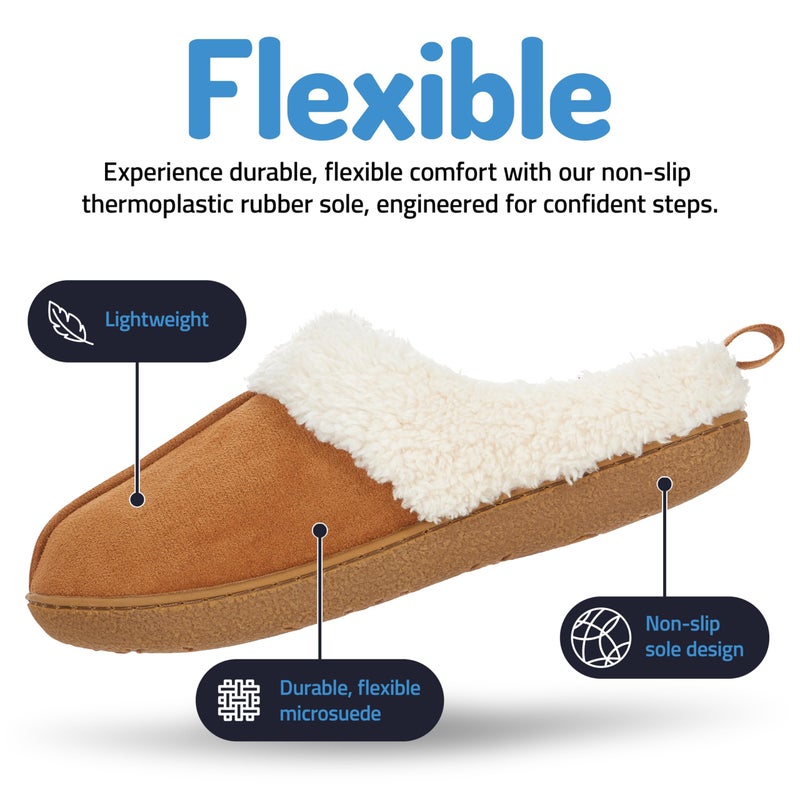 Floopi House Slippers for Women, Fur Lined Clog Womens Slippers Cozy Memory Foam with Indoor & Outdoor Anti Skid Sole (M, Chestnut-301) - Image 4