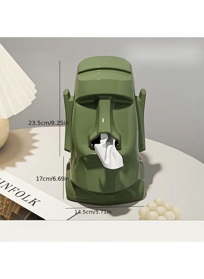 Green Vintage Headphone Stand And Tissue Box Combo Stone Design Organizer - Image 1