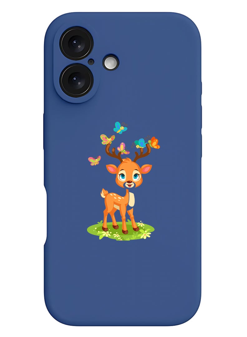 Theodor Protective Slim Fit Case Liquid Silicone Cover with Full Body Protection Anti-Scratch Shockproof Case For Apple iPhone 17 (Blue) deer - Image 1