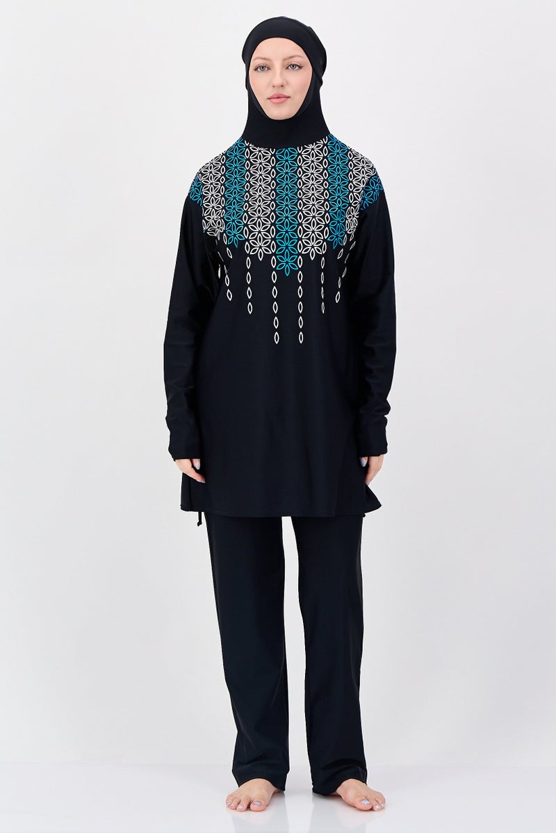 arena Women 2 Pieces Brand Logo Top And Bottom Swimsuit, Black - Image 1