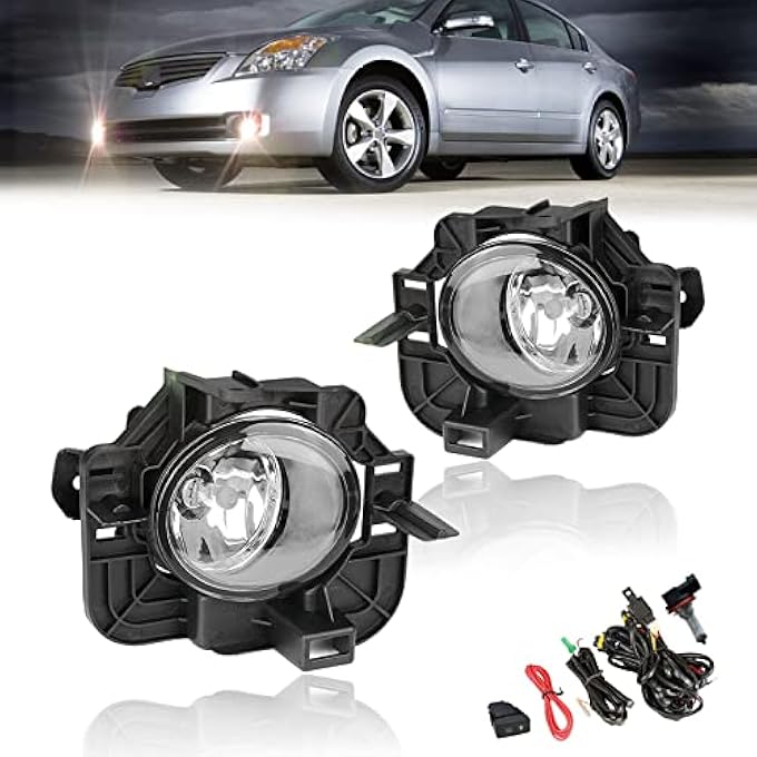 Shocklight Fog Lights Compatible With 20072009 Nissan Altima 4Dr Sedan Fog Lamps Assembly With Wiring Harness And Switch - Image 1