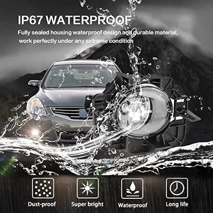 Shocklight Fog Lights Compatible With 20072009 Nissan Altima 4Dr Sedan Fog Lamps Assembly With Wiring Harness And Switch - Image 2