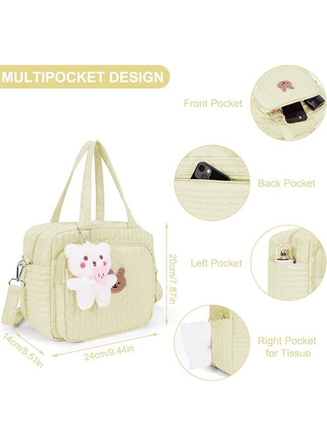 DOOKOO Diaper Bag Tote for Baby Girl Mommy Bag Quilted Cotton Baby Diaper Bag Travel Diaper Multifunction Maternity Bag Travel Storage Bag Diaper Tote Bag without Doll No accessories - Image 2