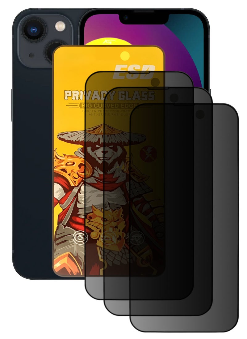 ESD 3 Pieces Tempered Dustproof Privacy Glass Screen Protector Compatible For iPhone 13 - Image 1