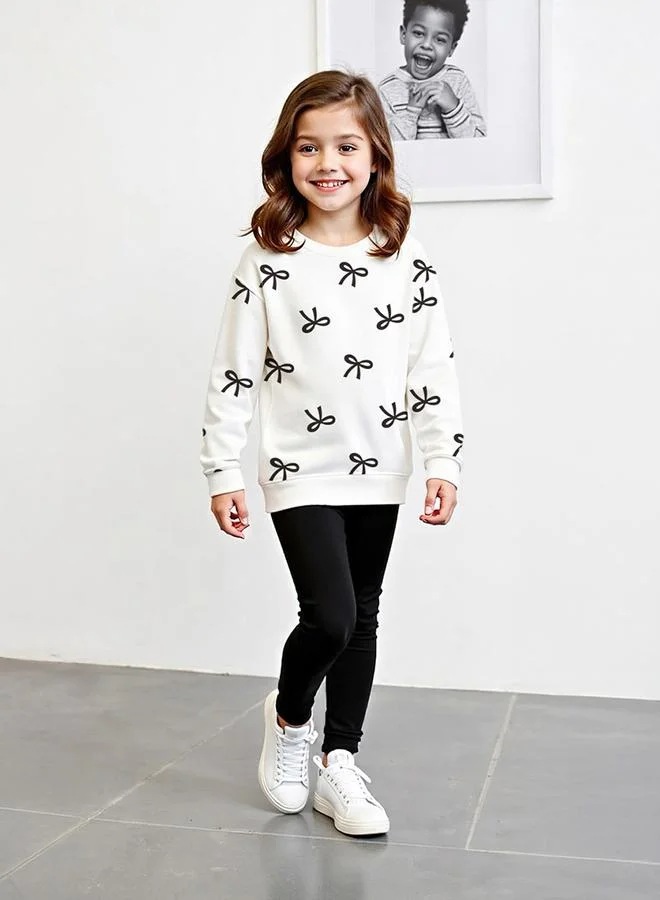 Take Two Girls Graphic Print Sweatshirt with Leggings Set