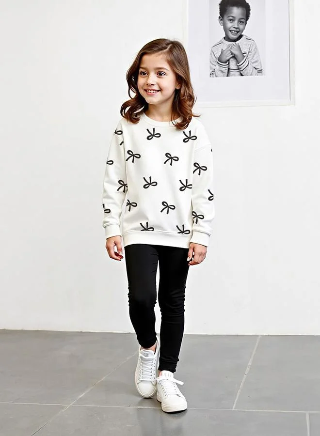 Take Two Girls Graphic Print Sweatshirt with Leggings Set