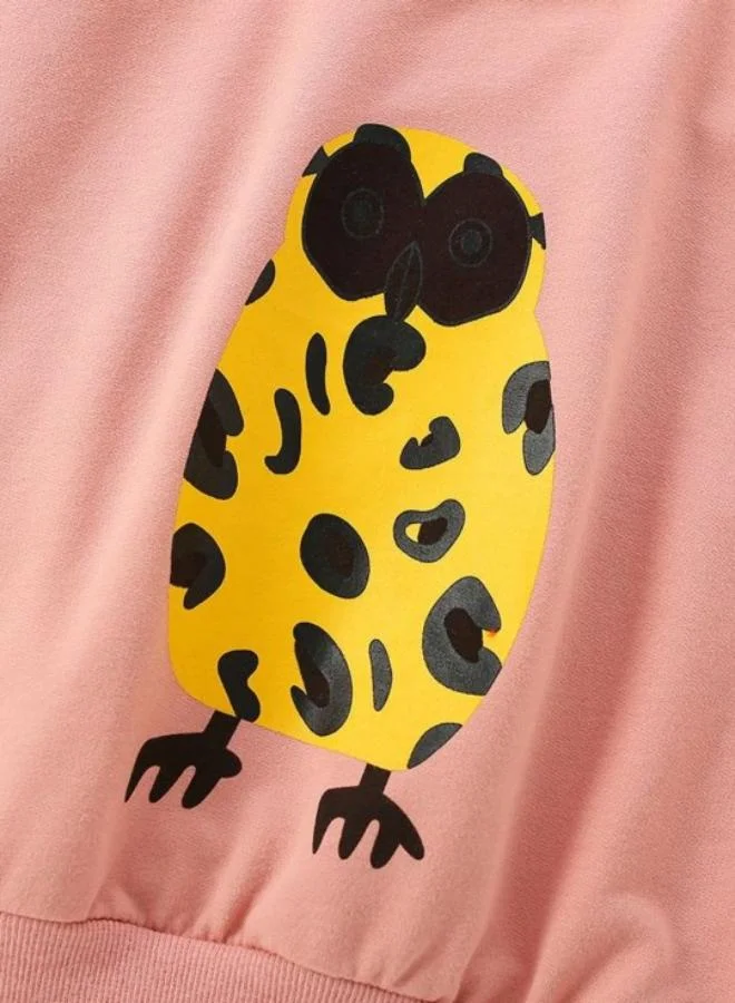 YUNIQEE Peach Printed Long Sleeve Crew Neck T-Shirt